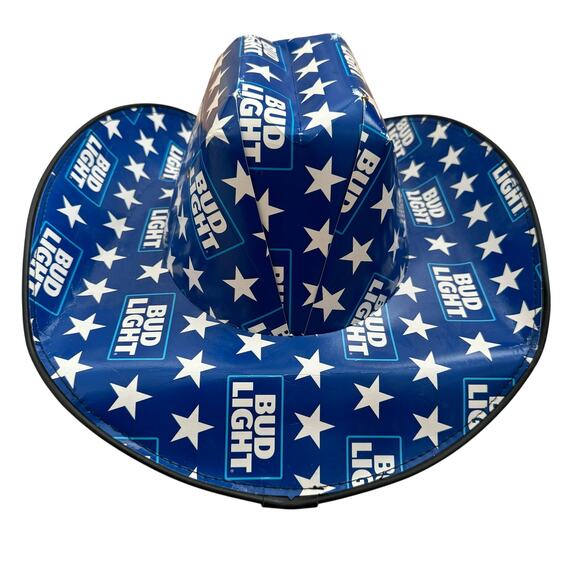 Bud Light Cowboy Hat Paper Blue Set of 2 - Picture 1 of 10